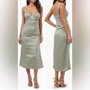 ASTR Sage Satin Midi Dress
